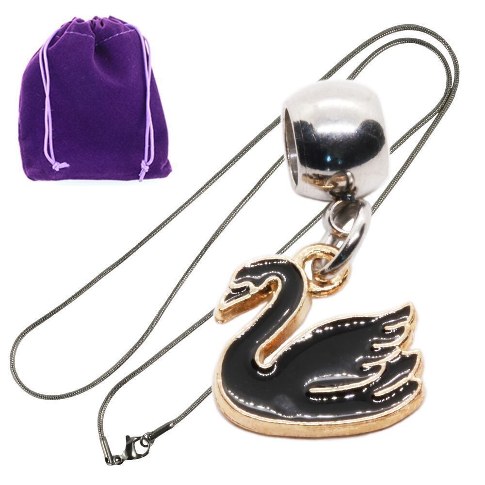Black Swan Necklace for Mom, Stainless Steel Snake Chain with Metal Alloy Swan